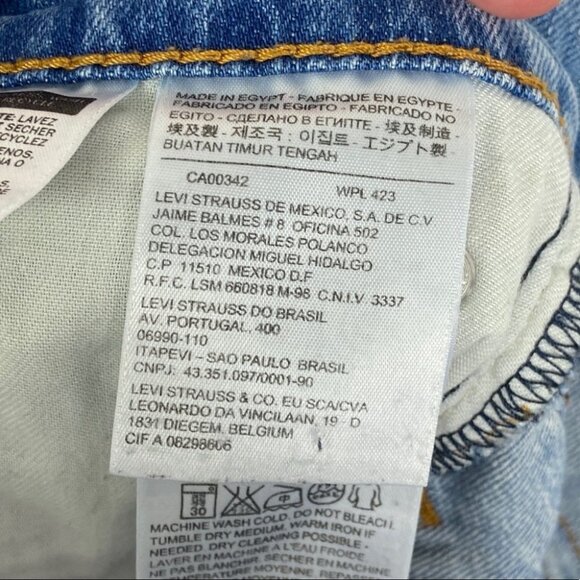 Levis Cut Off Jean Shorts Size 28 Stretch Zipper Fly Belt Loops Raw Hem Denim - Picture 6 of 12